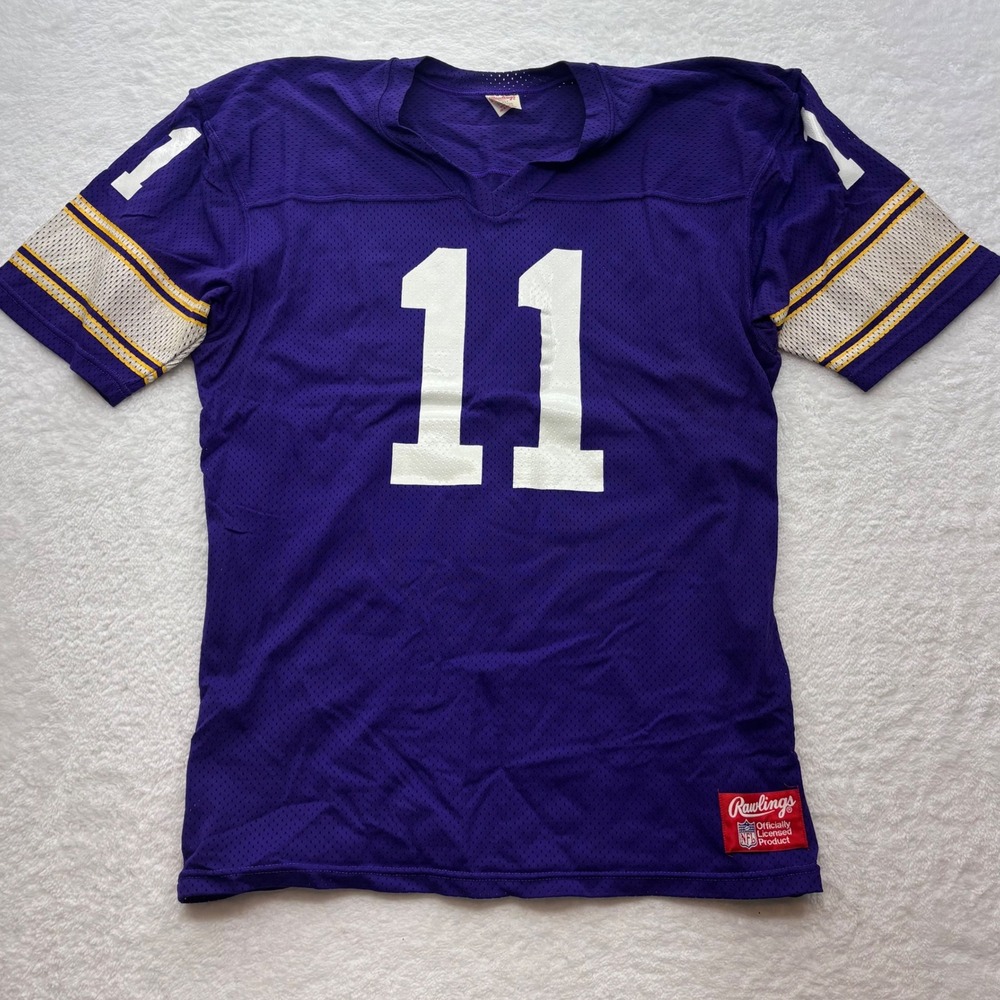 Vintage Rawlings Minnesota Vikings NFL Jersey Purple Number 11 Mens XL USA Made